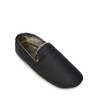 Maine New England Black faux fur lined slippers
